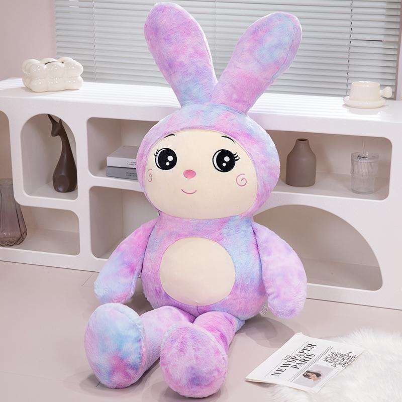 Plush toy colorful rabbit doll cute little white rabbit doll throw pillow doll give girlfriend birthday gift girl