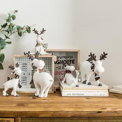 1pc Christmas Cute Elk Ornaments,New Year Gift Hand-Painted Sculpture Ornaments Car Decorations, Home Living Room Bar