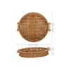 27Cm Round Woven Rattan Tray with Handles Imitation Rattan Storage Serving Basket for Bread Snacks Drinks Fruits Home Decor