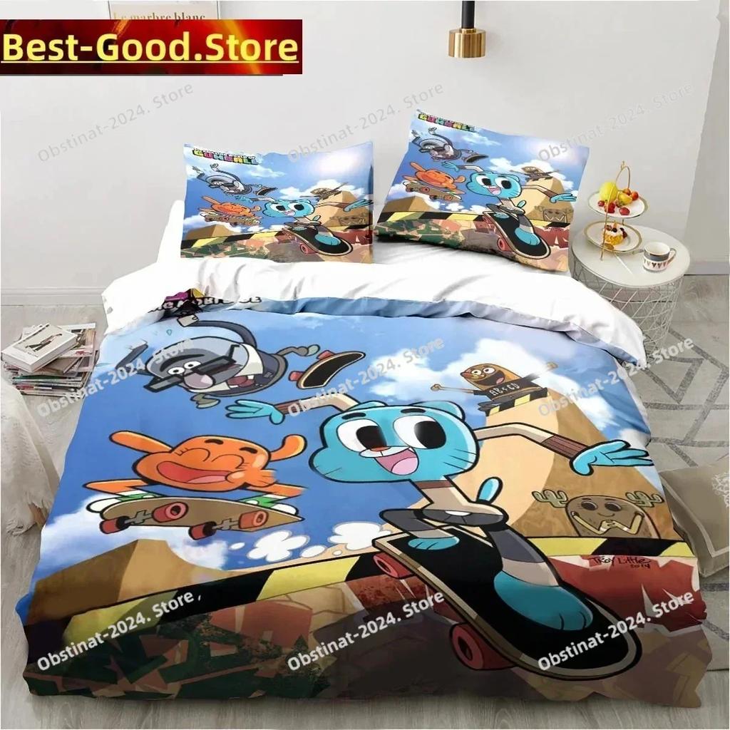 Cartoon The Amazing World Bedding Set Printed single Comforter Quilt Bed Cover Duvet Cover Pillow Case 3 Pieces Kids Adult Size