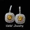 Ircons Mirco Paved Full Cubic Zirconia Square Shiny White CZ Stone Dangle Drop Earrings for Women Classic Chic Jewelry CZ045