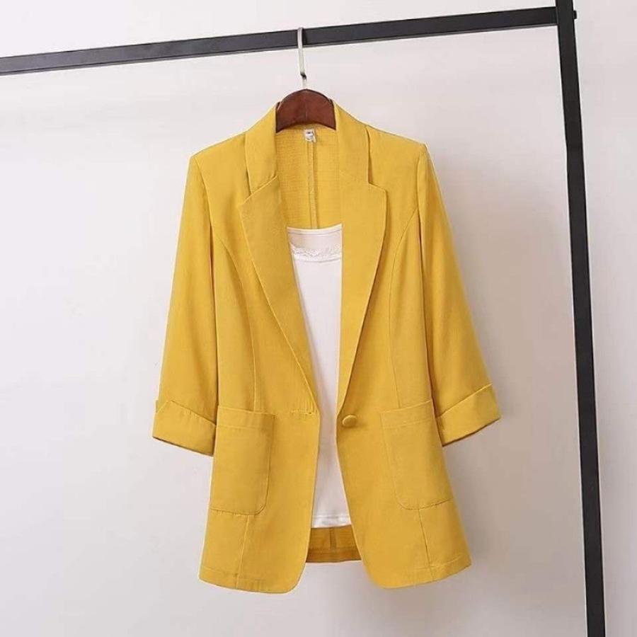 New Plus Size Women s Overcoat, Korean Style Casual Suit for Plus Size Women M жёлтый