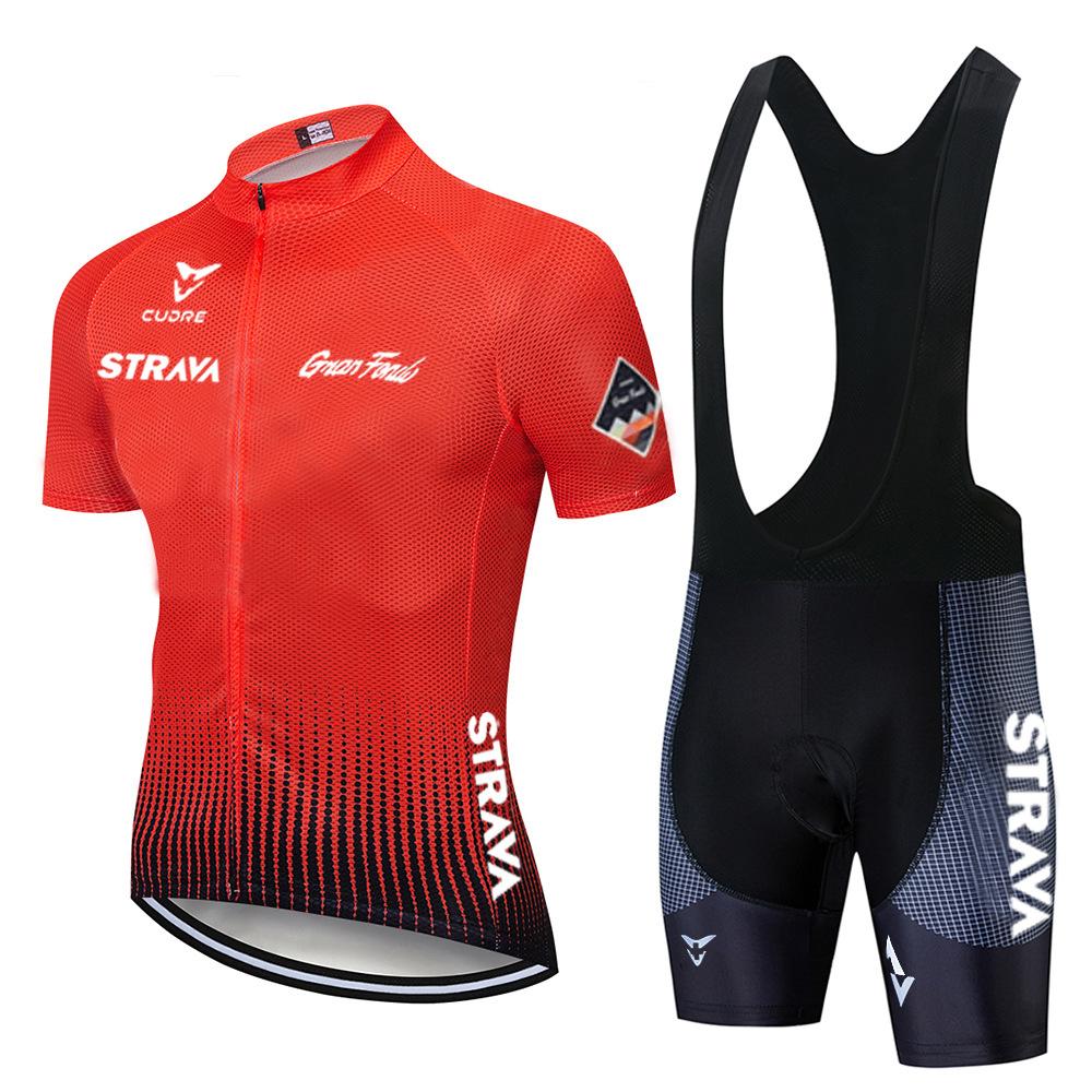 Summer STRAVA Cycling Suit Set for Men Breathable Sweat-wicking Cycling Suit Road Bike Sportswear