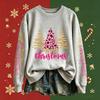 Women's Fashion Long Sleeve Crewneck Pullover Sweatshirt with Christmas Print Top
