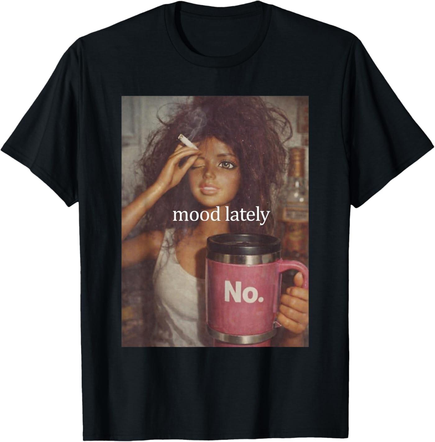 Mood Lately Funny Distressed Doll Face Meme T-Shirt S разноцветный