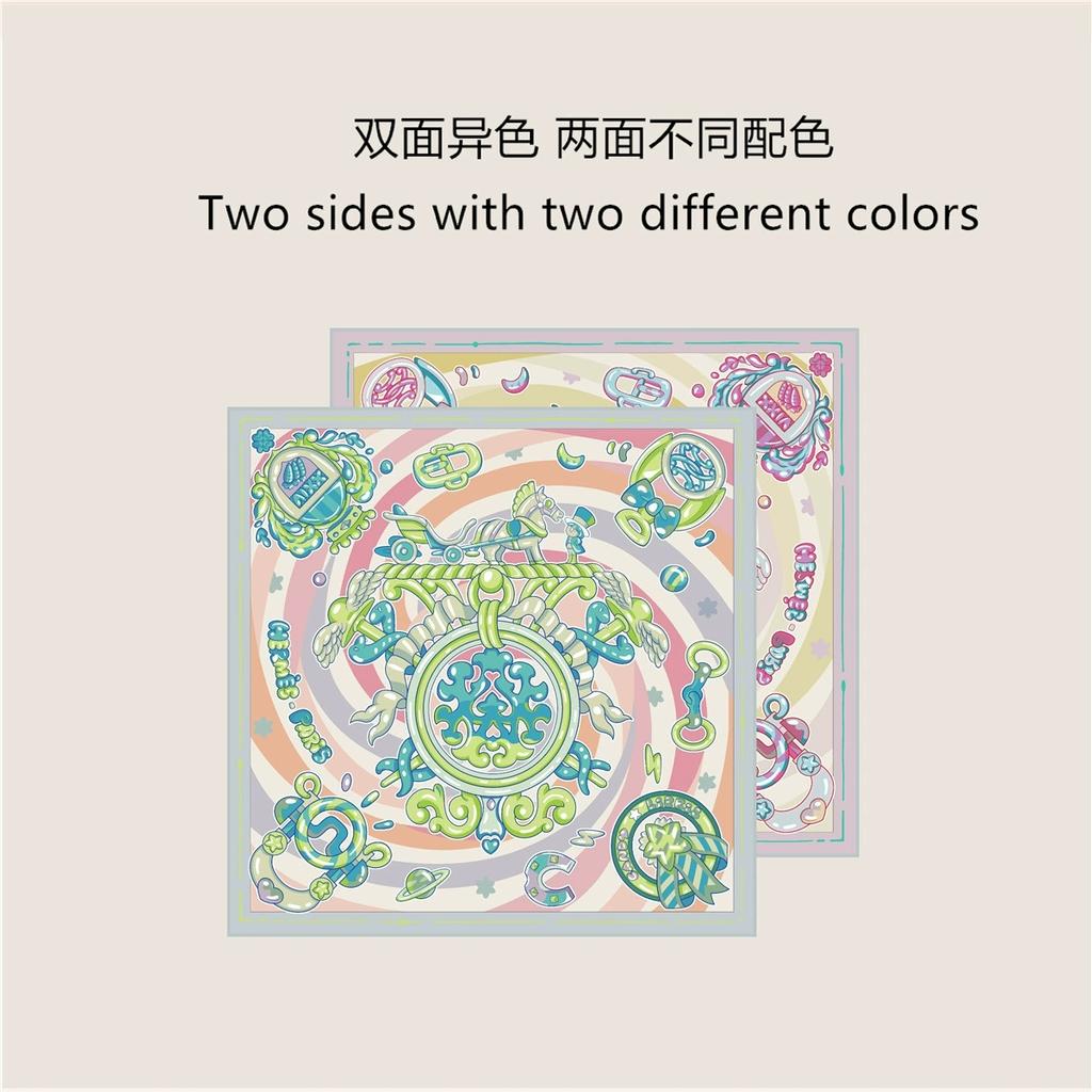 70CM Handmade Double-Side Printed Imitation Silk Scarf Roll Edge Luxury Pattern High Quality Women Scarf Wraps Echarpes Foulards