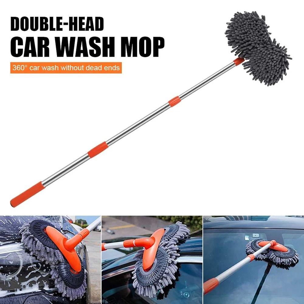 Three-Section Telescopic Car Washer Mop Double Brush Head Car Cleaning Kit  Vehicles