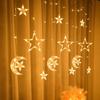EU Plug LED Curtain Lights 220V Pentagram Star Lights Garden Lamp Moon Star String Lights  Patio
