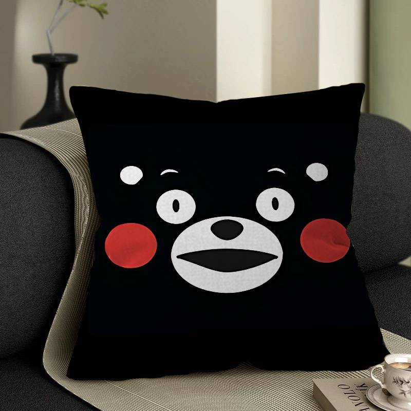 KKumamons Bear Pillow Covers Cartoon Sofa Decorative Home Doublesided Printing Short Plush Cute Cushion Cover