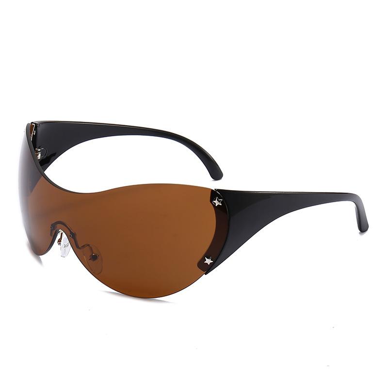 New YK sunglasses frameless one-piece European and American large round glasses fashionable large frame goggles personalized sunglasses