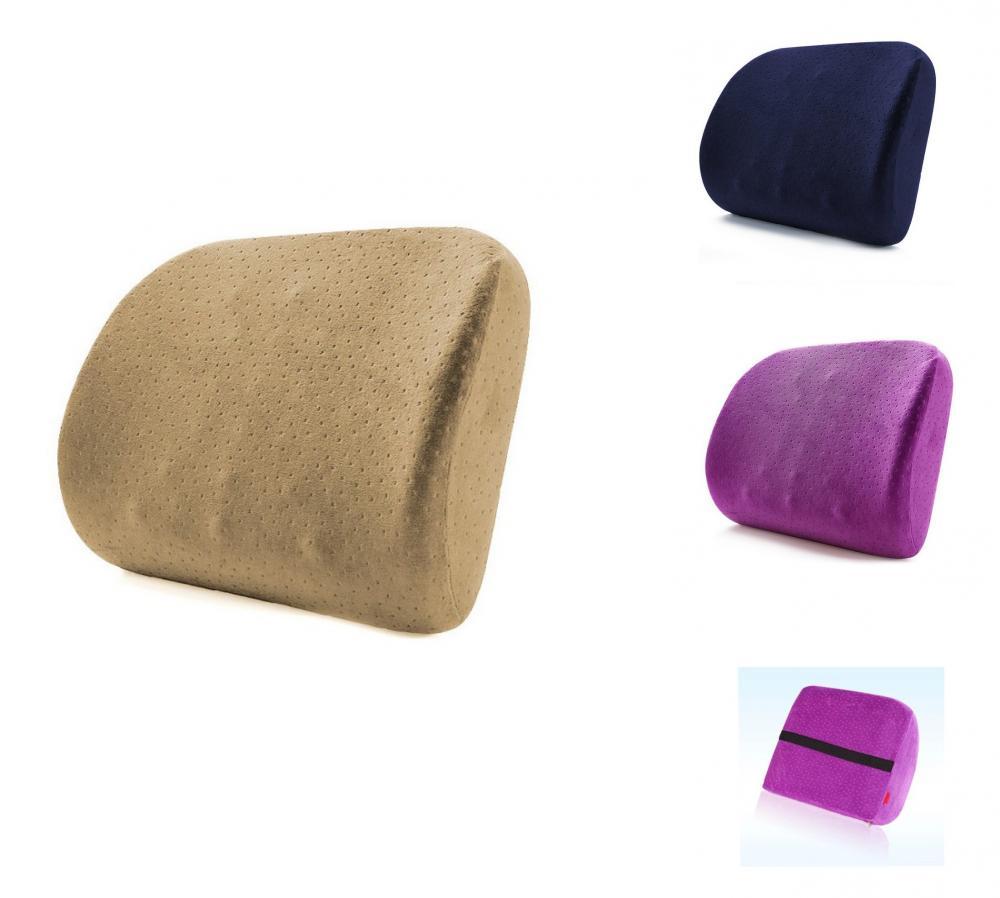 Memory Foam Lumbar Support Pillow With Plush Cover For Office Chair And Bed