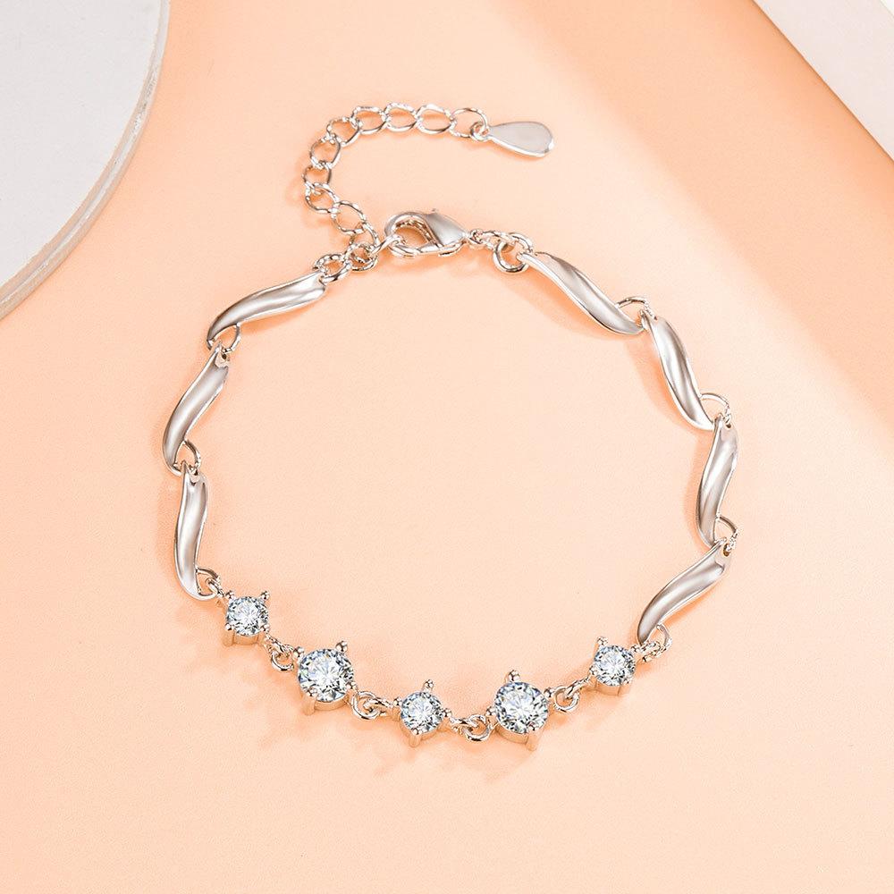 Damska biżuteria Guardian 1314 Temperamentowa posrebrzana bransoletka, ładny i prosty kobiecy prezent z cyrkonią