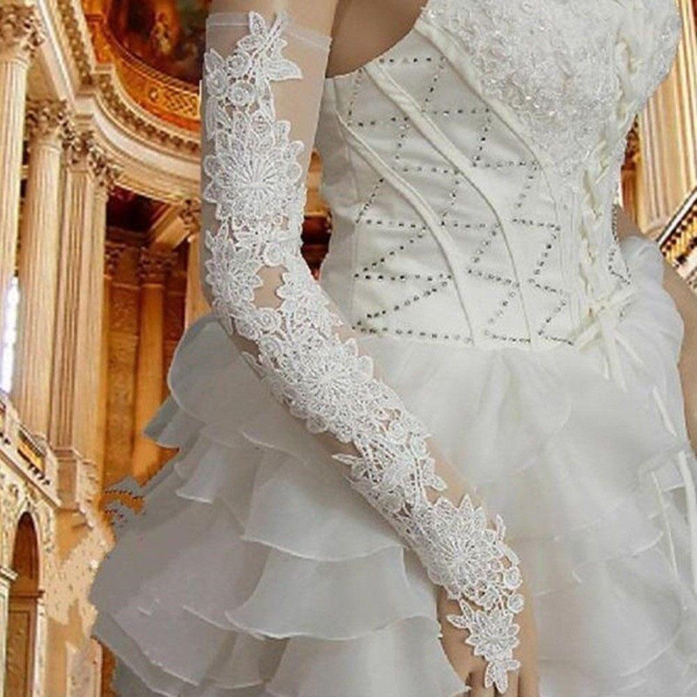 Fingerless Bridal Gloves Lace Long Mittens Elegant Women Cosplay Gloves  Stage Performance