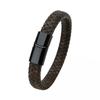 Mibrow Czarna Skórzana Pleciona Bransoleta Męska Rozmiar 10x5 12x6mm Modny Metalowy Magnetyczny Zapięcie Bransolety Owijane Punkowy Charm Biżuteria Męska