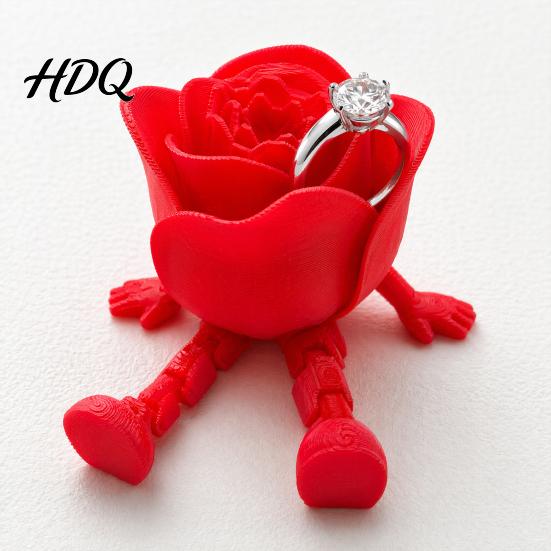 Desktop Storage Ornament Heart Rose Ornament 3D Printed Red Pen Holder Bendable