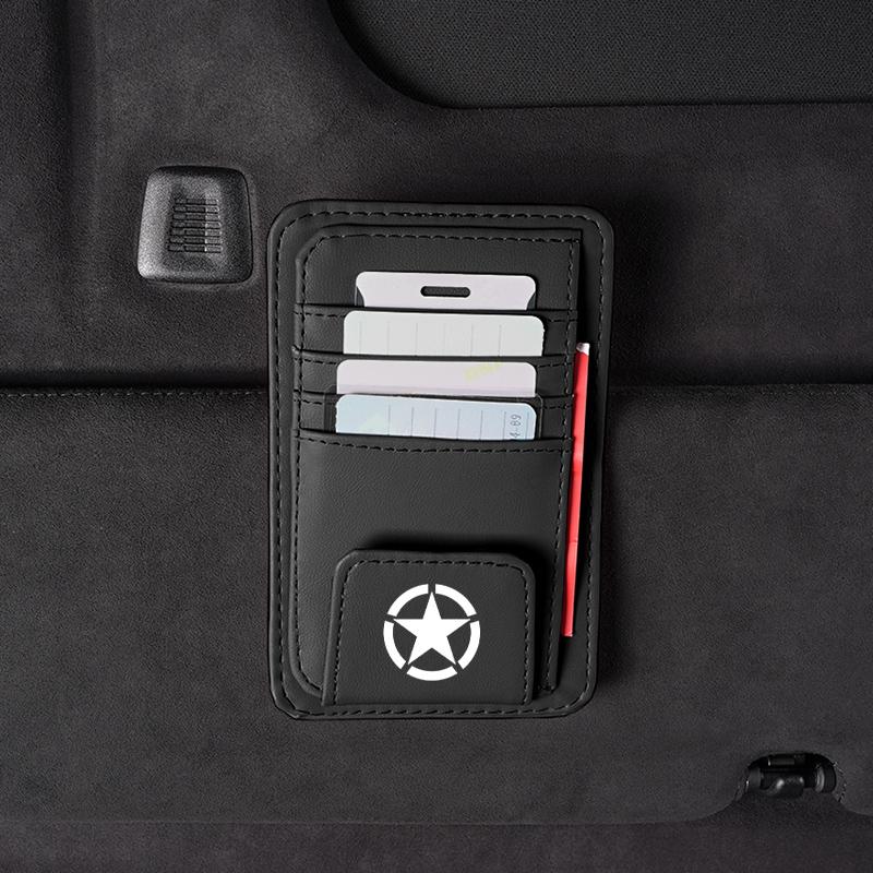 Sun Visor Card Bag Storage Clip Glasses Storage Accessories For Jeep Wrangler Rubicon Renegade Compass Grand Cherokee Patriot JK