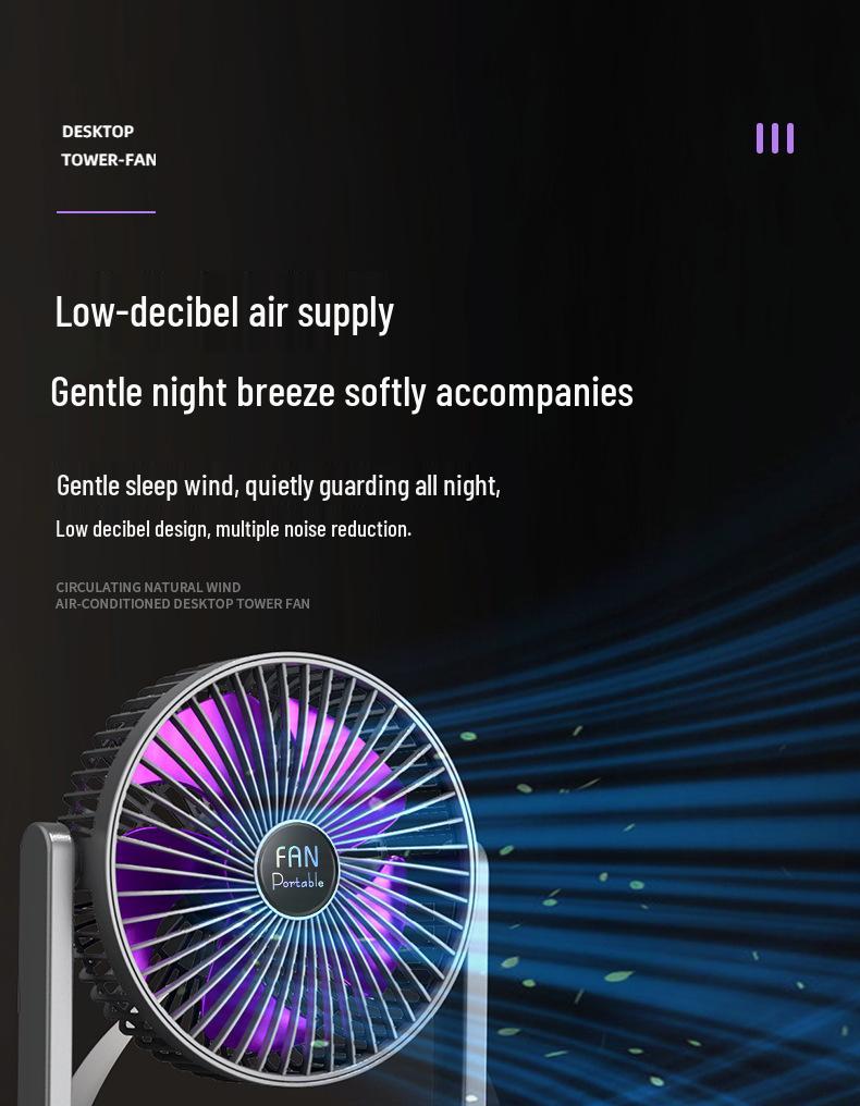 USB Rechargeable Dual-Head Silent Desktop Fan for Home and Office