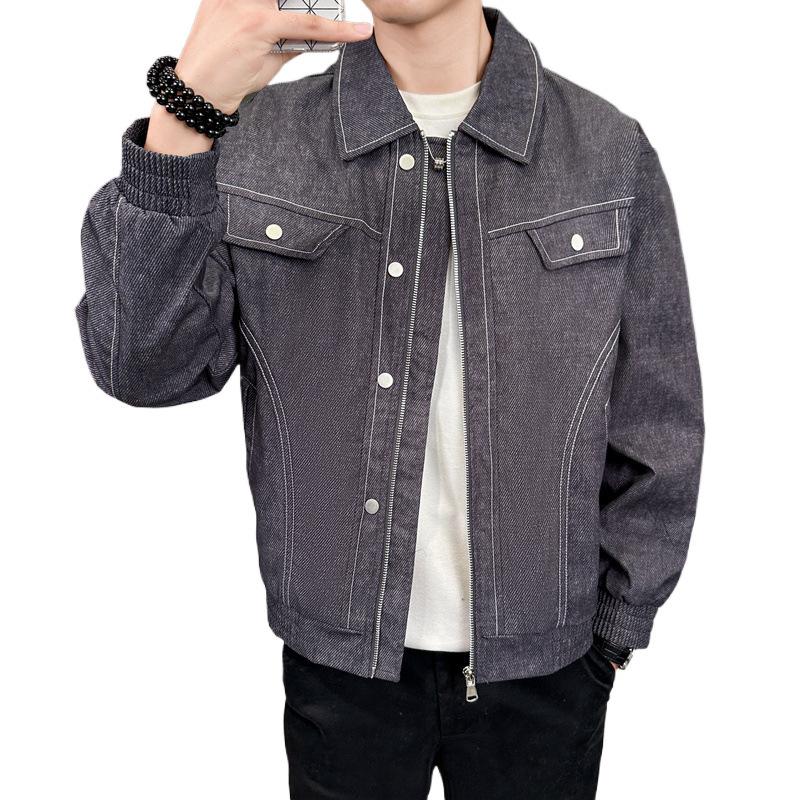 Autumn New Jacket Men's Lapel Personalized Printing Plus Fat