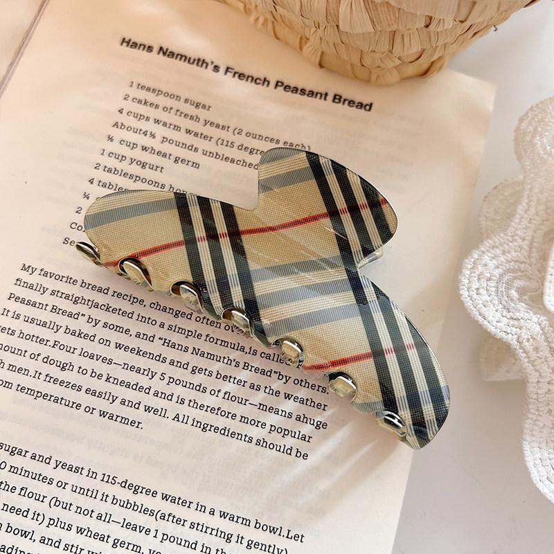 Elegant Plaid Print Hair Claw Clips for Women Vintage Geometric Crab Hairpins Barrettes Women Hair Accessories Sweet Headwear New