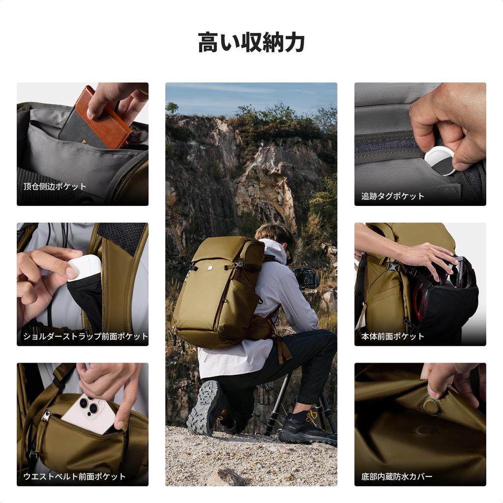 Cámara Concept Camera 30L Grande Cabe y Otras SLR Mochila de Aventura para Fotografía de Negocios y Profesional al Aire Libre Bolsa K&F, Mochila, Capacidad,