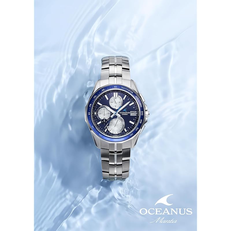 [Casio] Oceanus Manta Bluetooth-enabled, radio-controlled, solar-powered, sapphire glass, men's watch, blue. [Domestic genuine product]