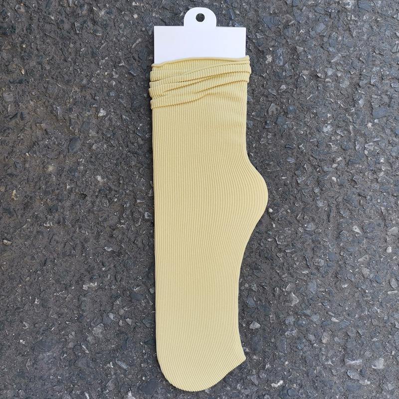 Women's Summer Thin Allpurpose Solid Color Retro Vertical Stripe In The Long Tube Pile Socks