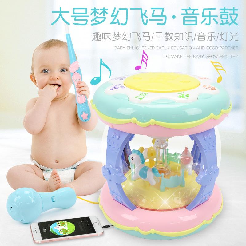 Children'S Toys, Music Stories, Early Education Encyclopedia, With Microphone, Can Be Connected To Mobile Phone Charging, Hand Drum