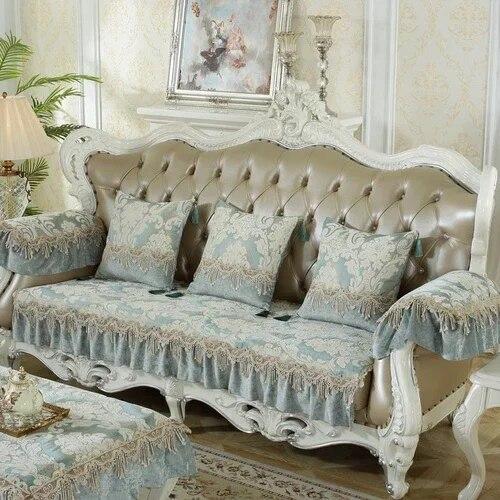 

Роскошный стиль с большими краями, большая юбка, коврик для дивана, универсальный тканевый противоскользящий коврик на четыре сезона, кружевной синель, пылезащитный чехол для дивана 30x60cm 3edge 18cm