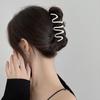 Silver Textured Metal Shark Hair Claw - Women's Stylish Updo Clip Accessory