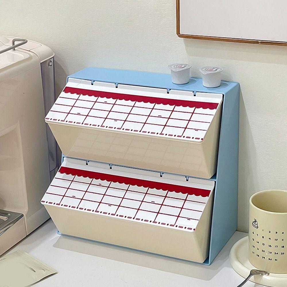 Large Capacity Tea Bag Storage Box Dustproof Desktop Storage Box  for Home