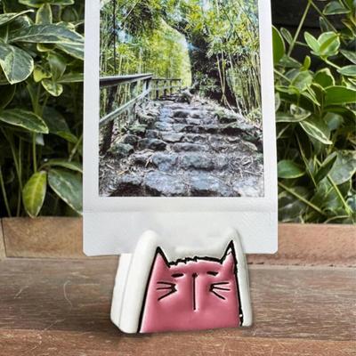 Yousheng 4 Stück Handgefertigter Keramik-Katzen-Foto-Halter Katzenform-Bild-Display-Halter Haus-Büro-Schreibtisch-Dekoration Katzenliebhaber Geschenk