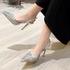 Fashion Women Pumps Rhinestones Pointed Toe Thin High Heels Ankle Buckle Sandals Prom Party Street Style Ladies Summer Shoes