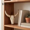 Unique Mantelpiece Statues Longhorn Bull Wall Sculpture, Rustic Farmhouse Animal Figurine, Distressed Decoration, Sculpture Decorative Vintage Statue