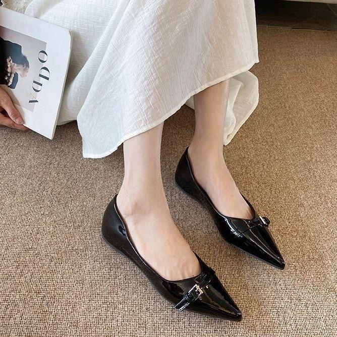 French Pointed Toe Flats For Women With Padded Pu Insole Casual Spring Footwear