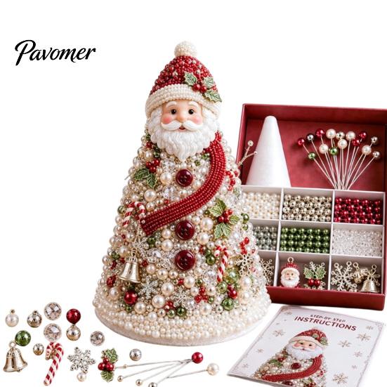 Handmade Gift for Craft Lovers DIY Beaded Tree Kit Adults, Christmas Bead Kit, Ornament Crafting Set 3D Holiday Tabletop Mantel Decoration Festive