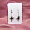 Gothic Y2K Silver Star Cross Dangle Earrings Retro Shiny Design