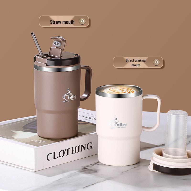 Stainless Steel Mug with Lid & Spoon - Perfect for Coffee, Tea, or Travel