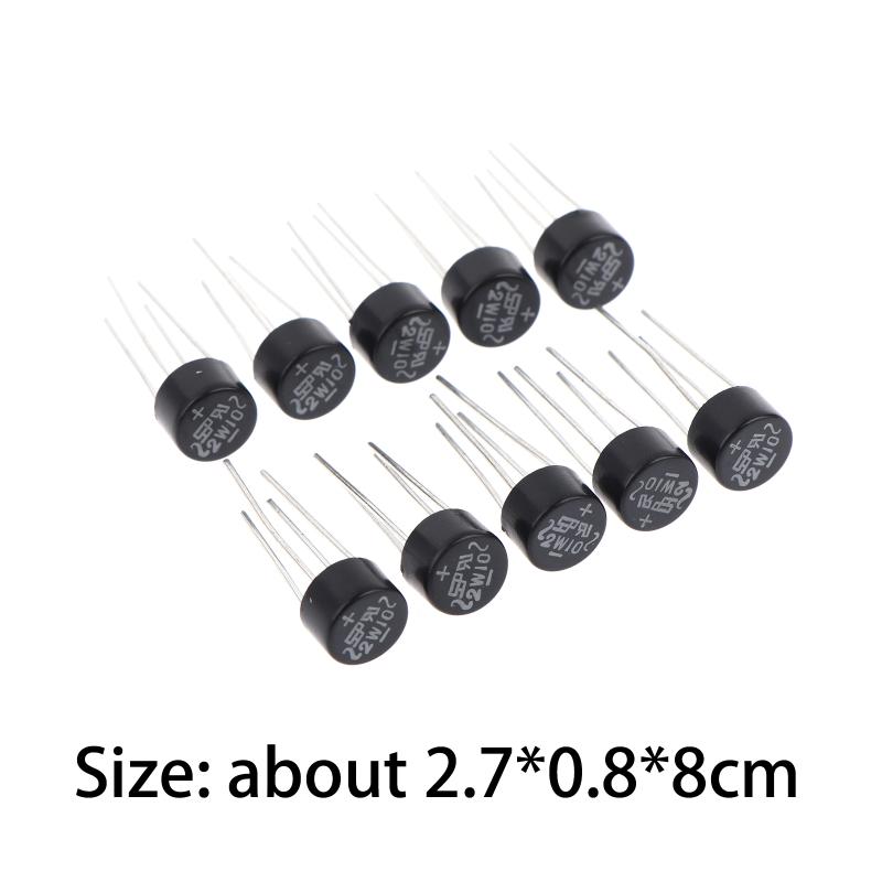 10/20/30Pcs New 2W10 2A/1000V Diode Bridge Rectifier Round Vridge Rectifier Bridge Stack