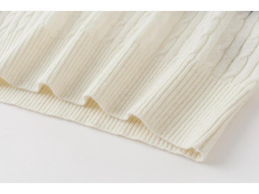 Women's 100% Pure Cashmere Striped Turn-Down Collar Sweater