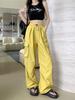 Women High Waist Wide Leg Cargo Pants Thin Drawstring Multi Pocket Loose Casual Outdoor Trousers