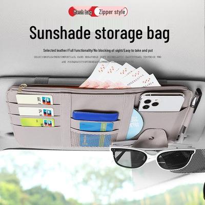 Multi-Functional Car Sun Visor Organizer: Card Holder, License & Receipt Keeper, Cable Storage, Glasses Clip