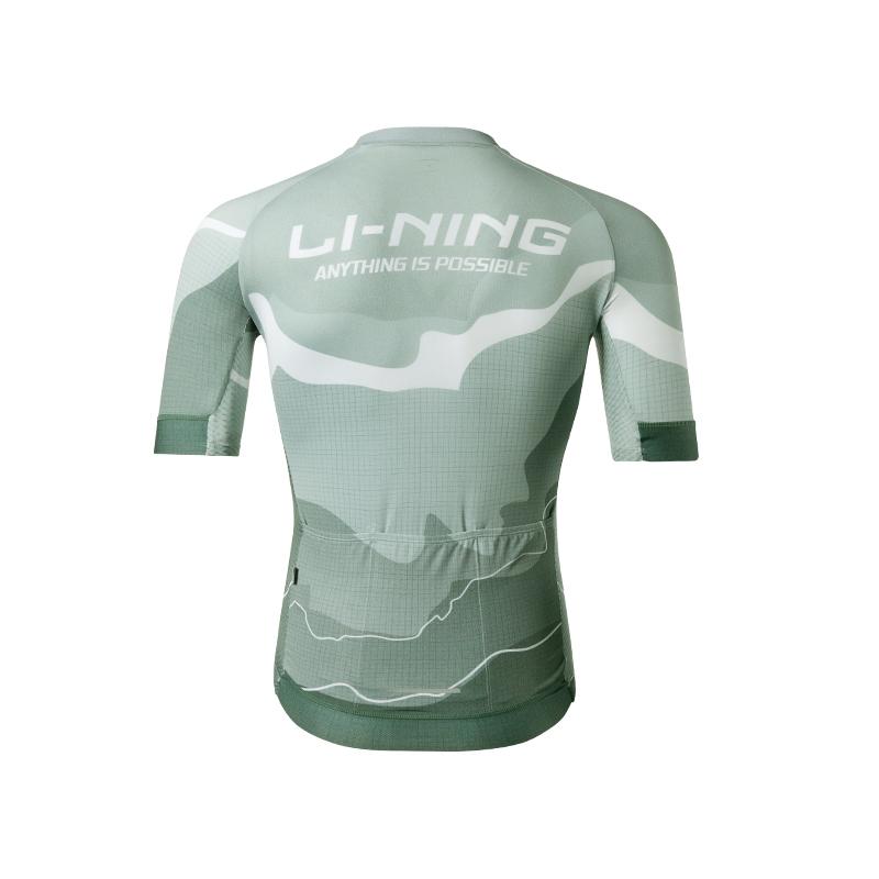 Li Ning Zhong Luan Series High Elastic Breathable Comfortable Short Sleeve Professional Cycling Jersey Men Jersey Green LCUY237-1