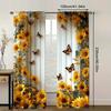 2pcs- Floral and Plant Printed Curtains, Pole Bag Curtains, Bedroom and Living Room, Home Decoration, Room Decoration