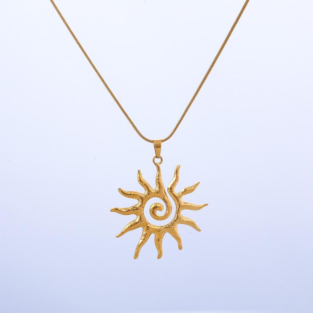 Exquisite 18K Gold-Plattierte Edelstahl-Sonnenanhänger Halskette