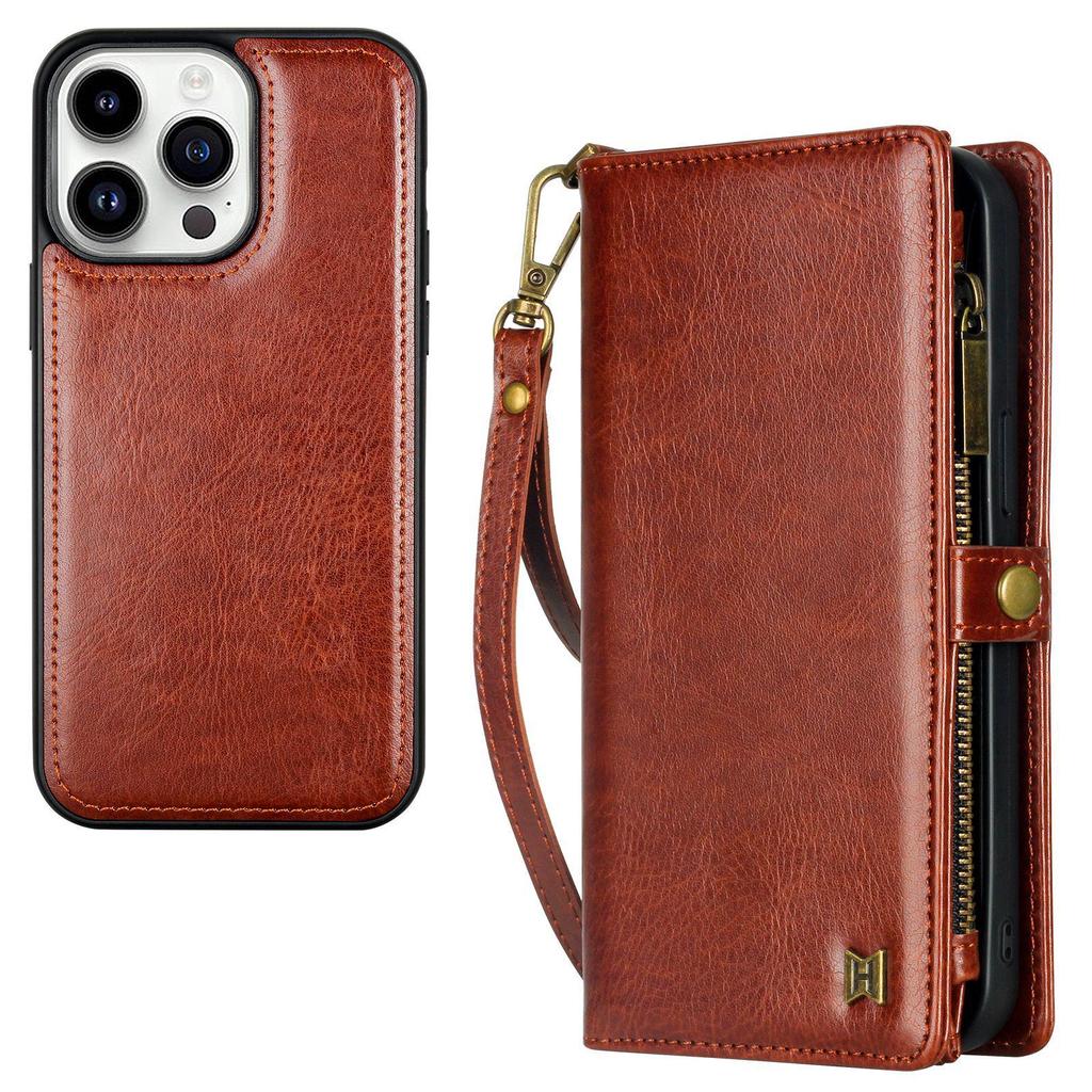 iPhone 14/15/16 Plus Multifunctional Leather Wallet Crossbody Case