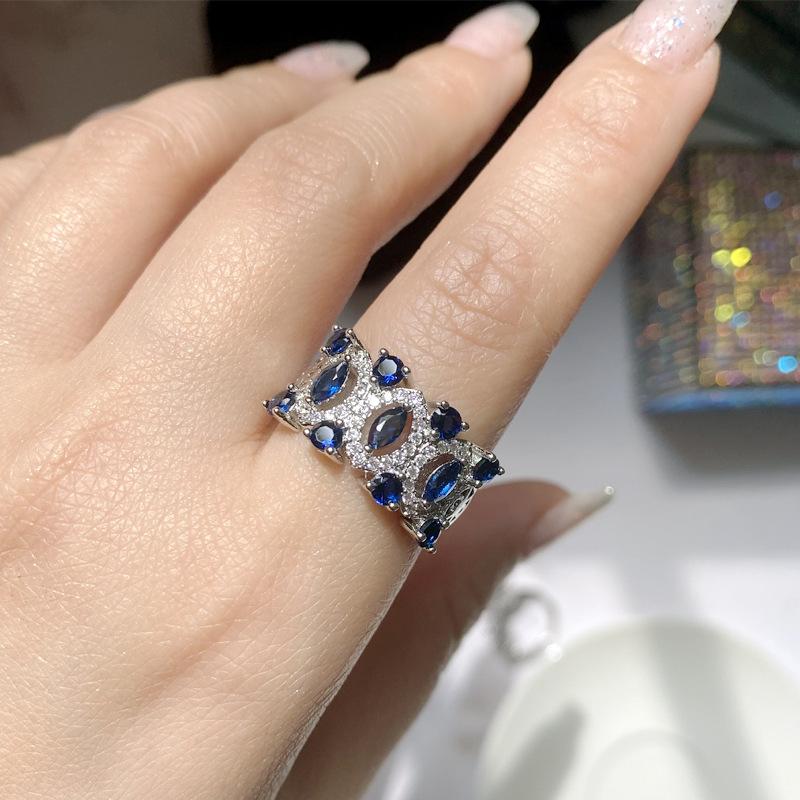 2026 Fashion Trend, Plated with 18K Gold, Dark Purple Zirconium Bright Personality Niche Index Finger Ring