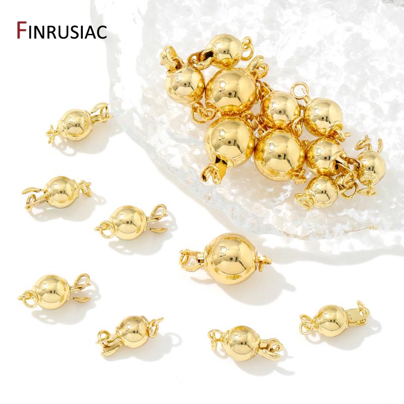 18K Gold Plated Brass Round Ball Insert Clasps For Jewelry Making Handmde Bead Safety Clasps DIY Accessories,Jewelry Findings