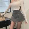 2025 Autumn/Winter High-Waisted Woolen Culottes with Double-Breasted Slim-Fit Design