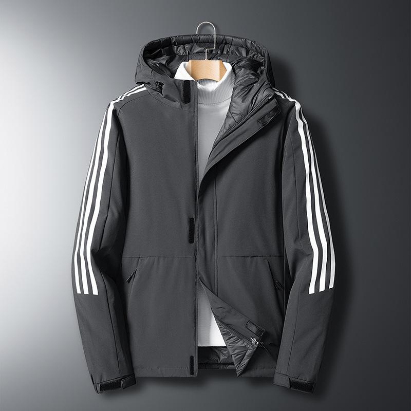 2025 fleece thickened plus size jacket fall and winter men's middle-aged solid color casual hooded warm jacket shirt top