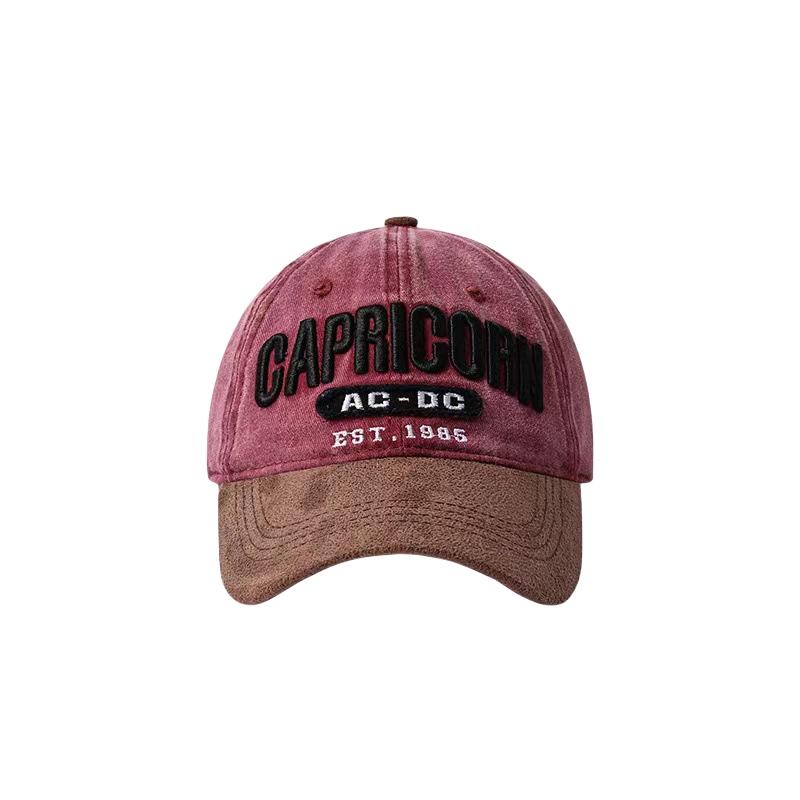 Trendy Hip Hop Baseball Cap CAPRICORN Slogan Embroidery Washed Distressed Sports Hat Color Block Breathable Dad Hats for Women